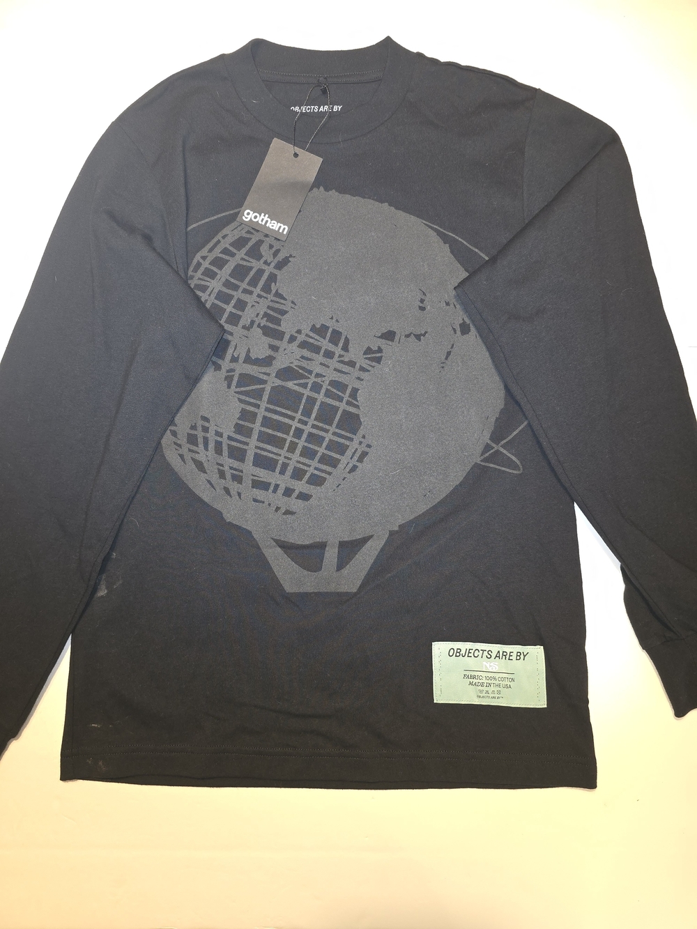 Objects Are By Gotham Men's Long Sleeve Black Graphic Tee